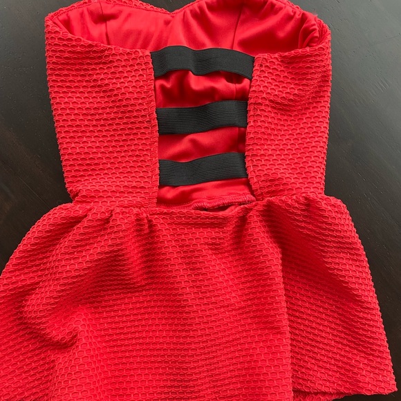 Bright orange peplum strapless top with back detail - Picture 2 of 2